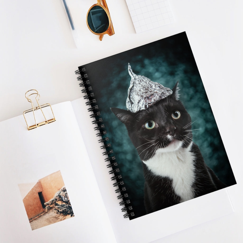 Tin Foil Cat Spiral 6" Notebook - Ruled Line
