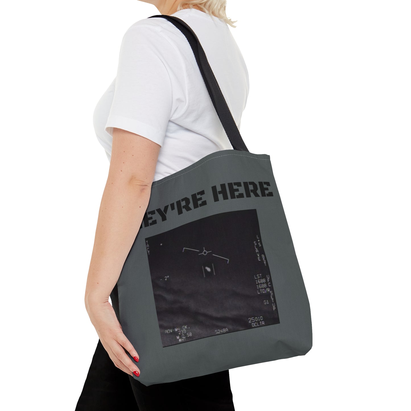 'They're Here" AOP Tote Bag