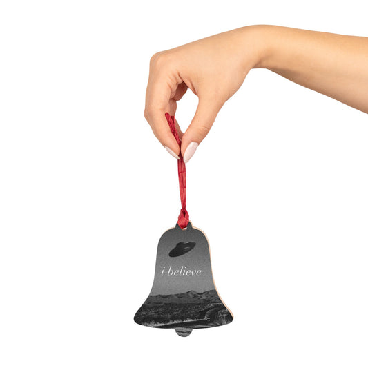 "iBelieve" UFO Wooden Ornament